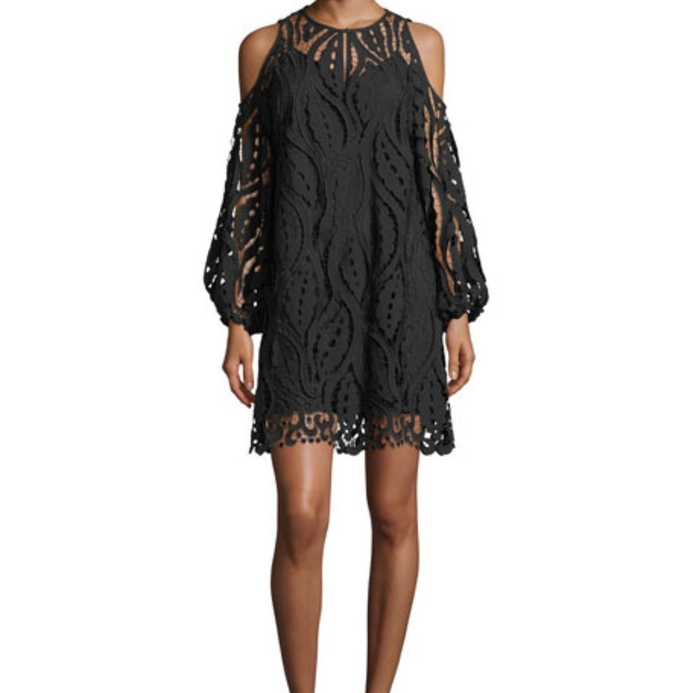 Shoshanna Veretta Cold-Shoulder Lace Guipure Cocktail Dress